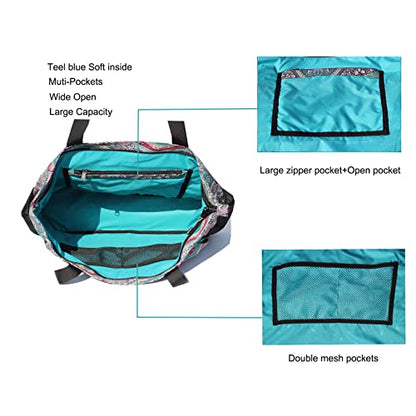 ESVAN Yoga Mat Bag Yoga Tote Carrier Shoulder Bag Carryall Tote for Office,Yoga,Pilates,Travel,Beach and Gym - color: E Bohemian Teal