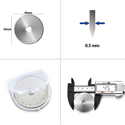 45mm Rotary Cutter Blades, 10 Pack 45mm Replace Rotary Blades Fits Fiskars, Olfa, Martelli, Truecut, DAFA Rotary Cutters for Quilting Scrapbooking Sewing Arts & Crafts, Sharp and Durable - color: 45MM Square hole Blades