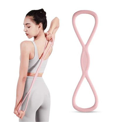 Figure 8 Resistance Band, Figure 8 Resistance Bands for Women Men,Resistance Band Figure for Working Out, Non-Slip Handles, Home Gym, Yoga & Physical Therapy - color: 15 LBS Pink