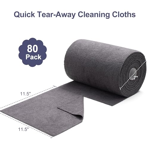 Greenfound Microfiber Cleaning Cloth Roll -80 Pack, 11.5x11.5, Tear Away Towels, Reusable and Washable Rags, Grey - color: Grey