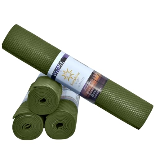 Voyage 5mm Studio Yoga Mats, 4 Pack, 72x24in - color: Olive Green