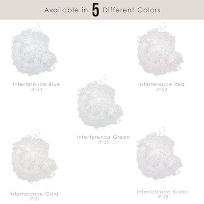 U.S. Art Supply Mica Pearl Pigment Powder Kit, 5 Interference 3.5oz (100g) | Jewelescent - Cosmetic Grade, Epoxy Resin Color Pigment, Mica Powder for Resin, Soap, Slime, Candle Dye, Art - style: 5 Color - Interference Colors