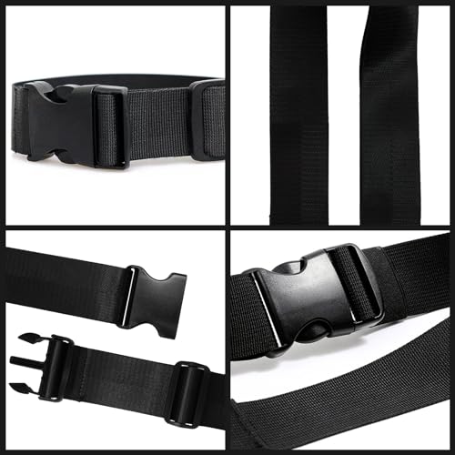 6 Pieces Luggage Straps Patterned Luggage Strap Suitcase Straps Luggage Belt Adjustable Travel Luggage Belt Strap with Quick Release Buckle, 2 inches Wide by 72 inches Long (Pure Black Style) - style: Pure Black Style