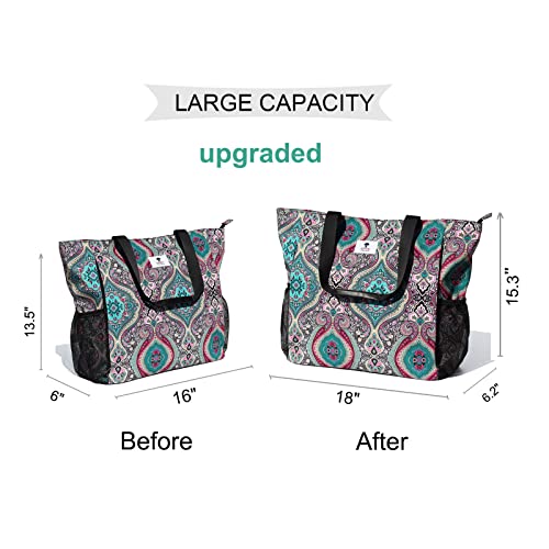 ESVAN Yoga Mat Bag Yoga Tote Carrier Shoulder Bag Carryall Tote for Office,Yoga,Pilates,Travel,Beach and Gym - color: E Bohemian Teal