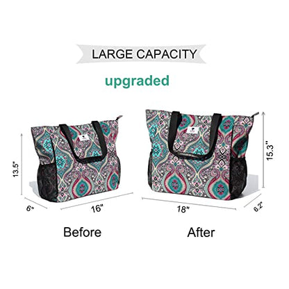 ESVAN Yoga Mat Bag Yoga Tote Carrier Shoulder Bag Carryall Tote for Office,Yoga,Pilates,Travel,Beach and Gym - color: E Bohemian Teal
