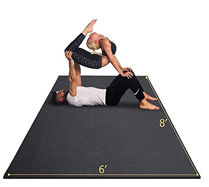 GXMMAT Large Yoga Mat 12'x6'/10'x6'/6'x8'(7mm) - color: Black Real, size: 6*8 FT
