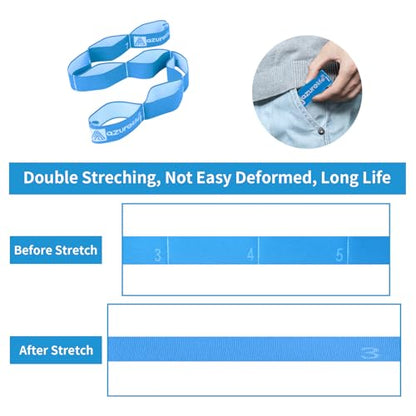 A AZURELIFE Elastic Yoga Stretching Strap, Multi-Loop Stretch Strap for Physical Therapy, Pilates, Yoga, Dance & Gymnastics Exercise and Flexible Pilates Stretch Band - color: Elastic-Blue