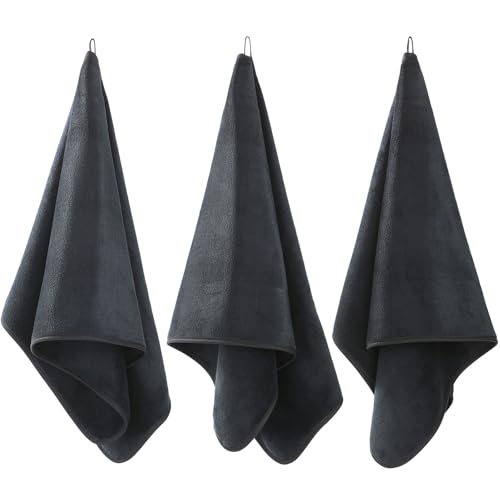 Microfiber Gym Towels Bigger Size Super Soft for Exercise Fitness, Sports | Highly Absorbent Workout Towel, 380-GSM 15 x 31-Inch Quick-Drying Yoga Towels (3 Pack, Black) - color: Pure Black, size: 3P-15x31 inches