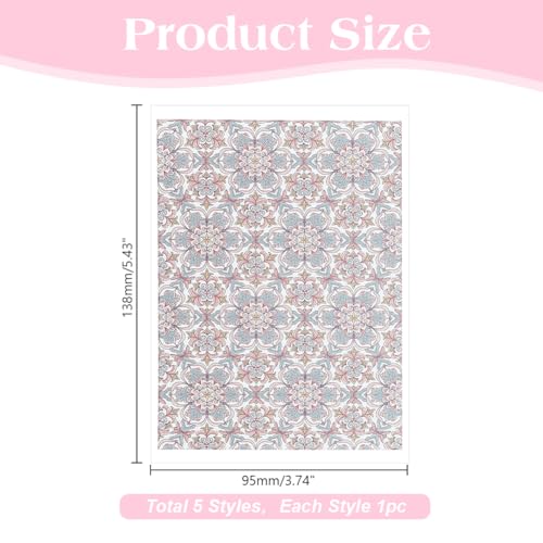 HOBBIESAY 5Pcs Polymer Clay Transfer Sheets Floral Transfer Paper Pottery Underglaze Papers Plant Natural Clay Transfer Papers Boho for Polymer Clay Earrings Jewelry Design - color: Blue