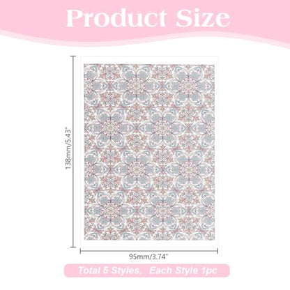 HOBBIESAY 5Pcs Polymer Clay Transfer Sheets Floral Transfer Paper Pottery Underglaze Papers Plant Natural Clay Transfer Papers Boho for Polymer Clay Earrings Jewelry Design - color: Blue