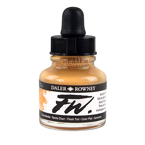 Daler-Rowney FW Acrylic Artists Ink, 1 oz, Flesh Tint (160029578) - color: Peach Pink, size: 1 fl oz