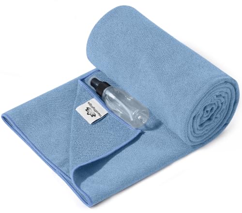 Heathyoga Yoga Mat Towel Non Slip for Hot Yoga Towel with Silicone Grip & Free Spray Bottle, 72"X26" Extra Large Microfiber Yoga Towel for Bikram, Pilates, Fitness - color: Light Blue