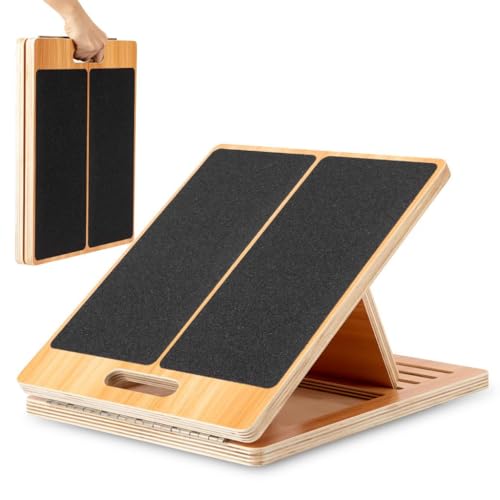 StrongTek Wooden Slant Board, 13-Inch Wide, 5 Adjustable Angles 15°-35° | Non-Slip Surface and Base, Beginner-Friendly Stretching, Squats, Physical Therapy and Rehab, Built-In Carry Handle