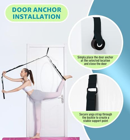 Calf Stretcher Multi Loop Stretch Strap - Physical Therapy Strap for Stretching, Calf Stretch Yoga Belt with Loops, Hamstring Stretcher, Leg Stretch Band, Fascia Stretcher & Arch Support Bands for Feet - color: BLACK