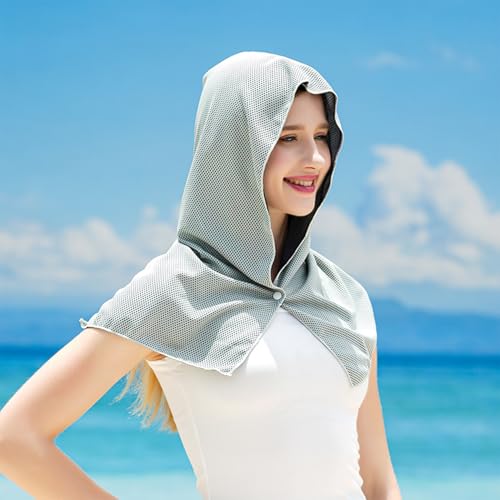 Cooling Hoodie Towel for Men Women, Instant Cooling Towels for Neck and Face, Ice Towel for Sports Workout Camping Cycling,Grey - color: Grey