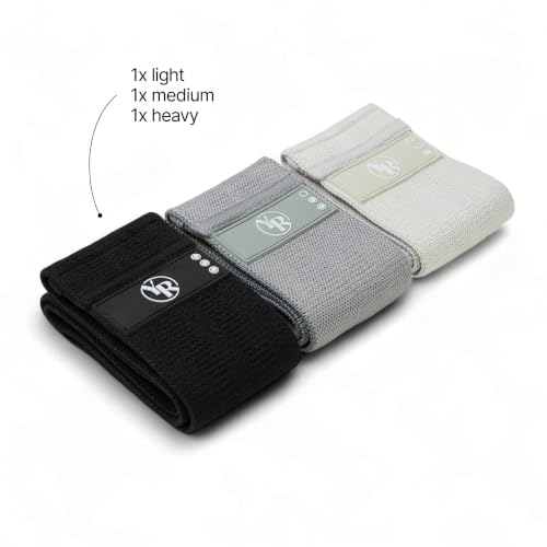 Fabric Booty Bands Set, 3 Resistance Levels for Pilates - color: Black/Grey