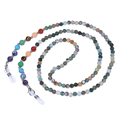 TUMBEELLUWA Reiki 7 Chakra Stone Beads Eyeglasses Chain for Women Men - color: Colourful