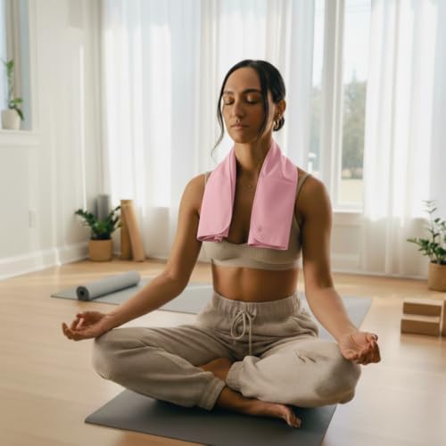 Wellrox Microfiber Yoga Hand Towel – Super Soft, Quick-Dry, Non Slip Yoga Towel for Hot Pilates, Gym & Workouts (26.5" x 16", Pink) - color: Pink