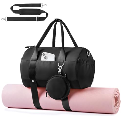 TOPEAST Small Gym Bag for Women, Mini Sports Yoga Bag Gym Tote Bag with Yoga Mat Holder, Small Sports Duffle Bag with Water Bottle Pocket & Wet Pocket for Travel Dance Workout, Black - color: Black