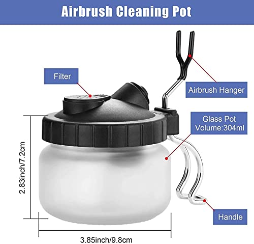 JOYABEST Airbrush Cleaning Kit Pro with 13-Piece Needle Set, Pot & Brushes | Glass pot with holder. 5 brushes & 5 needles. 13 cleaning needles unclog jets & nozzles. Repair tool removes broken tips
