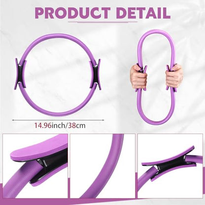 Syhood Pilates Ring 11. 81 Inch Pilates Circle Yoga Ring Magic Lightweight Flexible Workout Equipment for Fitness Physical Therapy Resistance Exercise Arms Legs - color: Purple