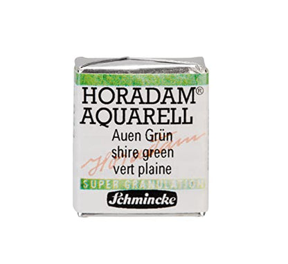 Schmincke - HORADAM® AQUARELL, Super Granulation, 14 933 044 Shire Green, 1/2 Pans, Very Strong granulating Colors, Finest, Super granulating Watercolors - color: 933 shire green