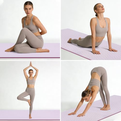 10mm0.4"TPE Yoga Mat Thick Wide Large for Home Workout Carrying Strap - color: pink