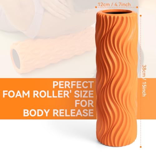 SUBCULTUREPICK Foam Roller Muscle Massage Roller for Back Pain & Stretching | Ergonomic Wide Wave Textured - Deep Muscle Massager for Pilates Yoga, Athletics, Fitness Exercise Roller for Whole Body - color: Orange