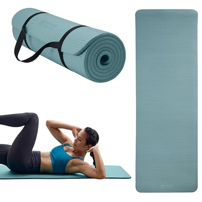 Gaiam Thick Yoga Mat, Exercise & Fitness Mat with Easy-Cinch Carrying Strap - color: Balsam, size: 2/5" (10MM)