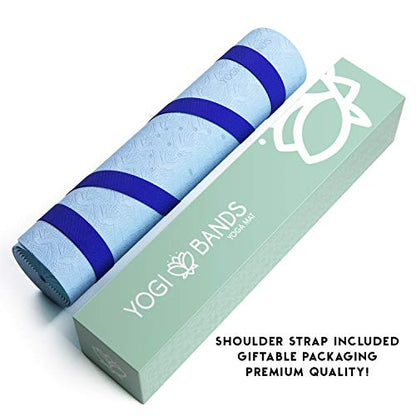 Premium TPE Yoga Mat - Body Alignment Guide Lines and Non-Slip Grip - Perfect for Home Exercise and Gym Workout - Light, Portable, Compact - Travel-Friendly Shoulder Strap