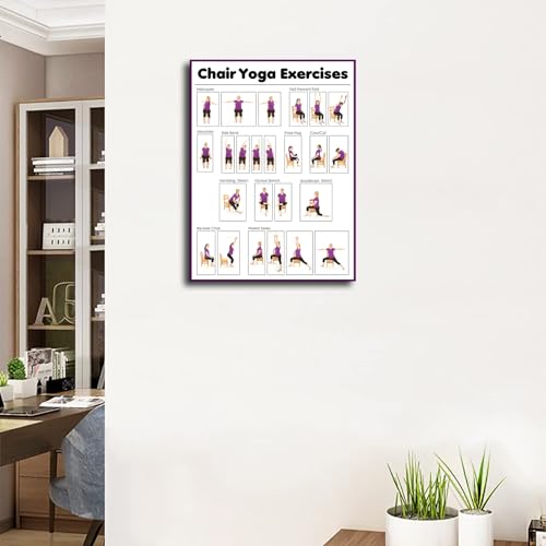 Chair Yoga Practice Poster for Seniors Yoga Room Poster Canvas Painting Posters and Prints Wall Art Pictures for Living Room Bedroom Decor (12×18inch No Framed)