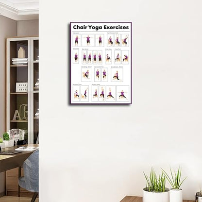 Chair Yoga Practice Poster for Seniors Yoga Room Poster Canvas Painting Posters and Prints Wall Art Pictures for Living Room Bedroom Decor (12×18inch No Framed)