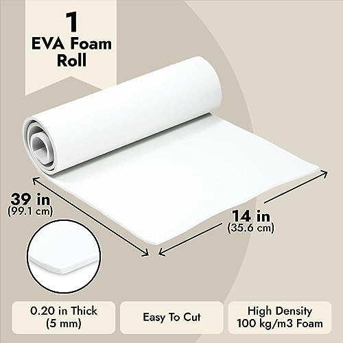 Bright Creations 5mm White EVA Foam Roll Sheet - 14 x 39" - 100 kg/m3 for Crafts & DIY Projects - Craft Foam - size: 5mm