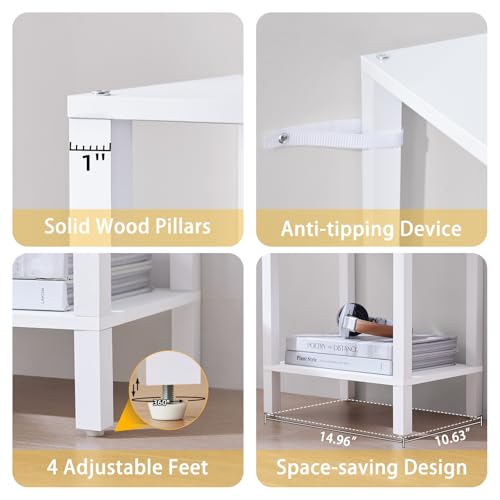 YUFAM 5 Tier Tall Narrow Bookshelf, Skinny Bookcase, Wooden Shelf, White - color: White, size: 5-Tier