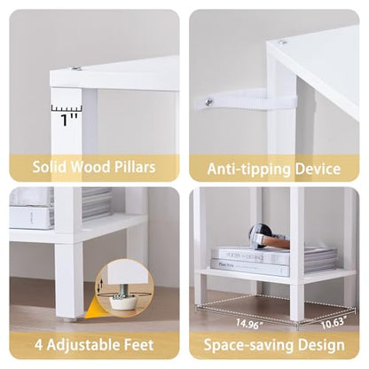 YUFAM 5 Tier Tall Narrow Bookshelf, Skinny Bookcase, Wooden Shelf, White - color: White, size: 5-Tier