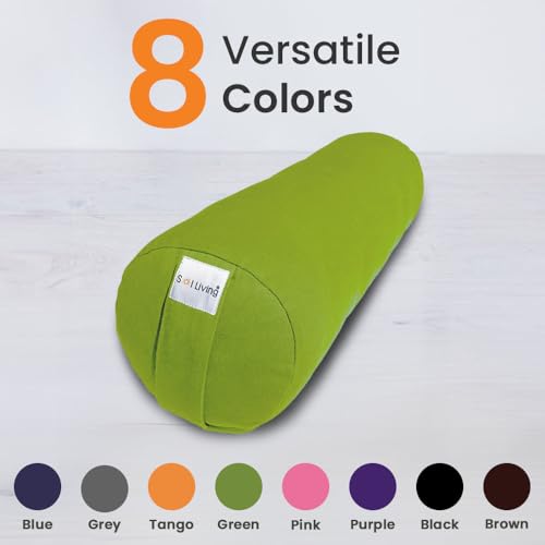 Pranayama Yoga Bolster Meditation Pillow - color: Green, size: Cylindrical 26" x 8"