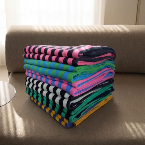 BOV Cooling Knit Throw Blanket 50x60, 100% Viscose, Gray Green Stripe - color: Moss & Charcoal