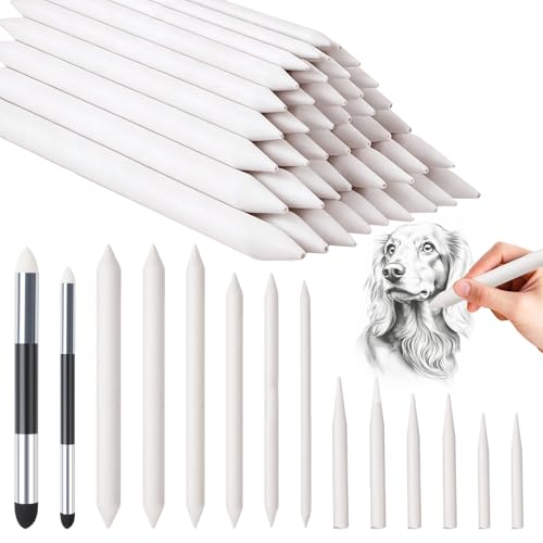 148PCS 12 Sizes Blending Stumps and Tortillion for Drawing Artist Sketch | Premium paper material, reusable, with 2 blending sponge pens, for artist charcoal sketch drawing