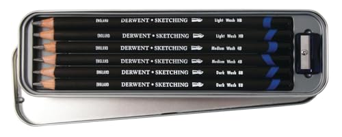 Derwent Watersoluble Sketching Pencils, Metal Tin, 6 Count (0700837)