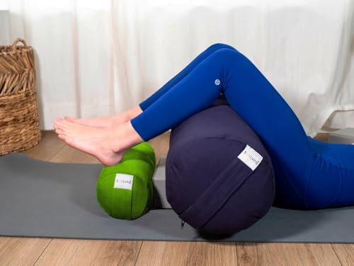 Pranayama Yoga Bolster Meditation Pillow - color: Green, size: Cylindrical 14" x 6"