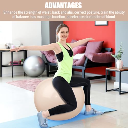 Leyndo 4 Pcs 26 Inch Yoga Exercise Ball Pilates - color: Nude