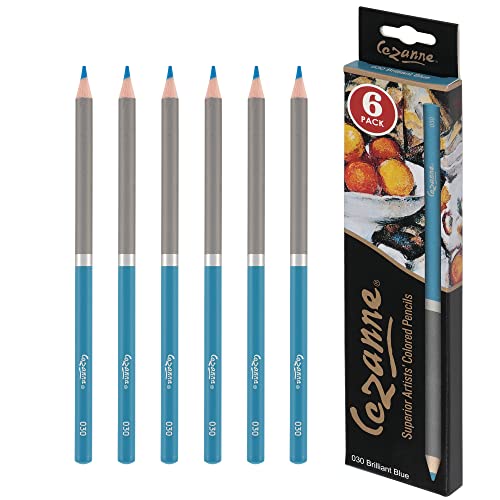 Cezanne Creative Mark Premium Colored Pencils, Brilliant Blue, 10 Packs (60 Count) Highly Pigmented Artist Set, Smooth Sketching Coloring Highlighting Blending, Soft 3.3Mm Wax-Based - color: Brilliant Blue, size: 6 Count (Pack of 10)