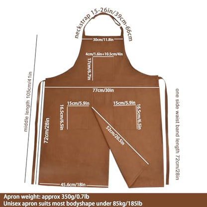Molaxhome Split Pottery Apron with 3 Pockets Unisex with Adjustable Strap | Cotton Blend,Kitchen Apron,for Ceramics,Gardening,Kitchen Cooking - color: Brown