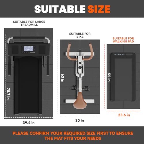 Stepwaver Walking Pad Mat, 71"x32", Treadmill Mat for Hardwood Floors | High Density, 1/4 Thickness, Foldable, Floor Protection for Bike, Elliptical, Treadmill, Walking Pad - size: 71"L x 32"W x 0.3"Th