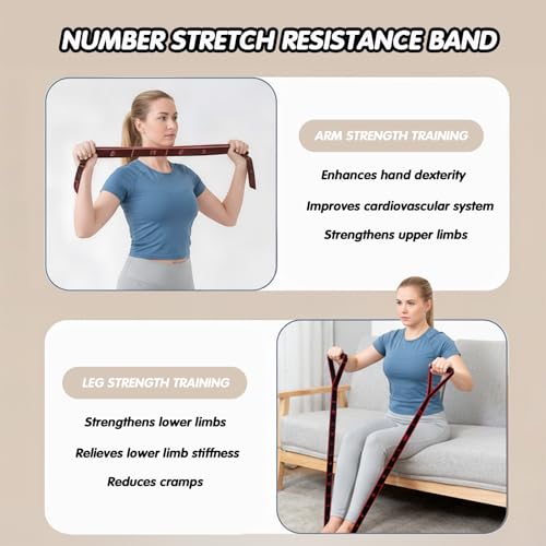 Fitness Resistance Band with Handles, Number Stretch Resistance Band