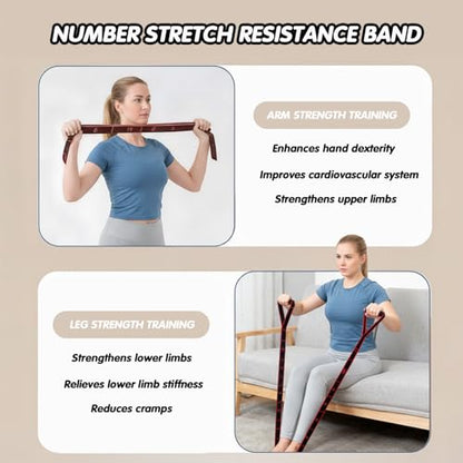 Fitness Resistance Band with Handles, Number Stretch Resistance Band