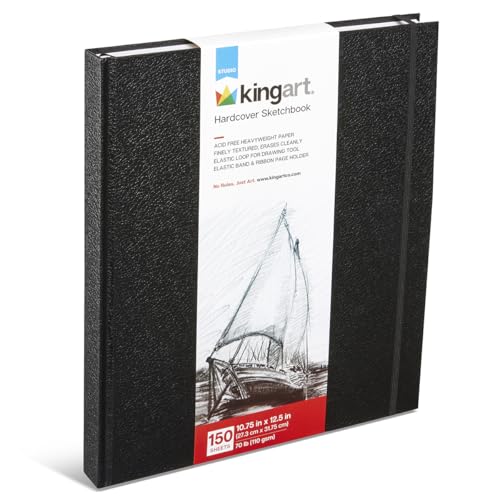 KINGART Hardcover Jumbo Sketchbook – 10.75 x 12.5 Inch, 1-Pack – 150 Sheets (68 lb / 100 GSM), Heavyweight Acid-Free Paper – Durable Smyth-Sewn Art Journal for Mixed Media