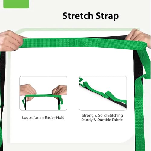 10 Loops Stretching Strap Yoga Strap for Home Workout, Exercise, Pilates and Gymnastics, Non-Elastic Stretch Bands for Women & Men - color: Grey+Green