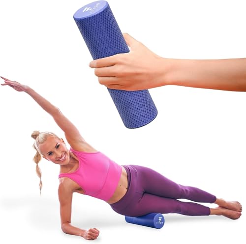 FitOn - 12"x4" Travel Sized Recovery Roller & 2-Pack of Yoga Blocks Bundle - Workout Equipment Set for Gym and Home Exercise - Workout with Durable Foam Roller & High-Density EVA Foam Yoga Blocks
