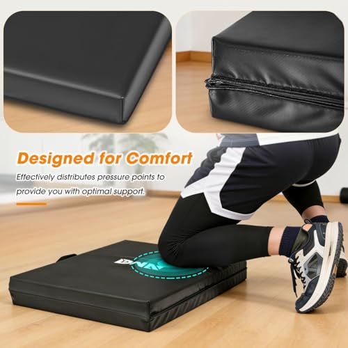 DNA Motoring Foldable Soft Kneeling Pad Mat Extra Thick Foam Knee Pad Mat Water Resistant 43 X 17.7 X 1.6 in for Auto Maintenance, Gardening, Baby Bath, Yoga, w/Handles, TOOLS-00501